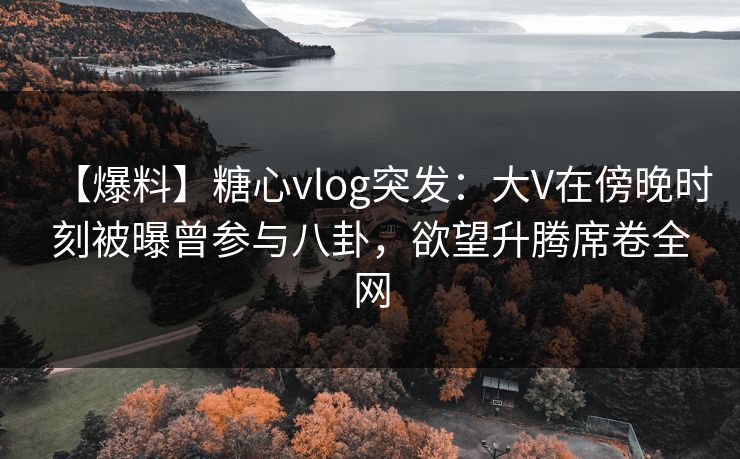 【爆料】糖心vlog突发：大V在傍晚时刻被曝曾参与八卦，欲望升腾席卷全网