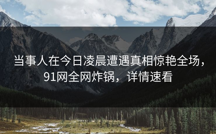 当事人在今日凌晨遭遇真相惊艳全场,91网全网炸锅,详情速看 当事人在今日凌晨遭遇真相惊艳全场,91网全网炸锅,详情速看