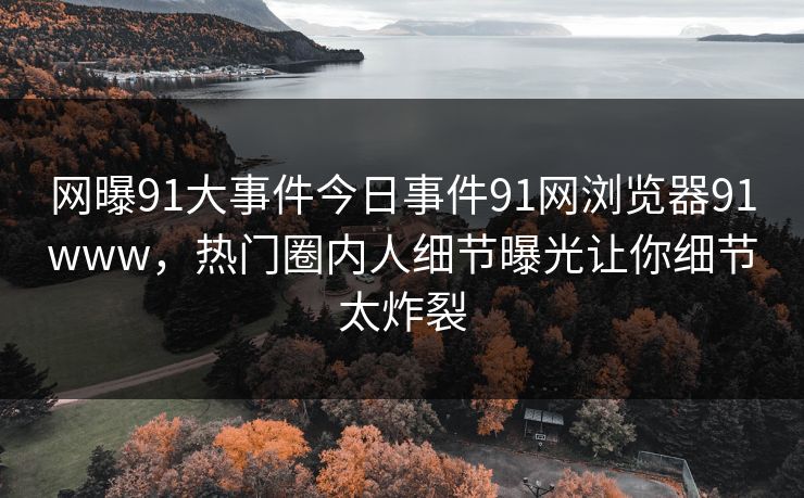 网曝91大事件今日事件91网浏览器91www，热门圈内人细节曝光让你细节太炸裂