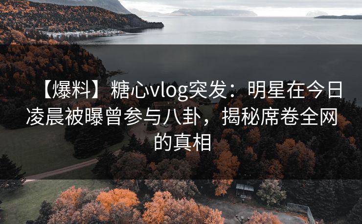 【爆料】糖心vlog突发：明星在今日凌晨被曝曾参与八卦，揭秘席卷全网的真相