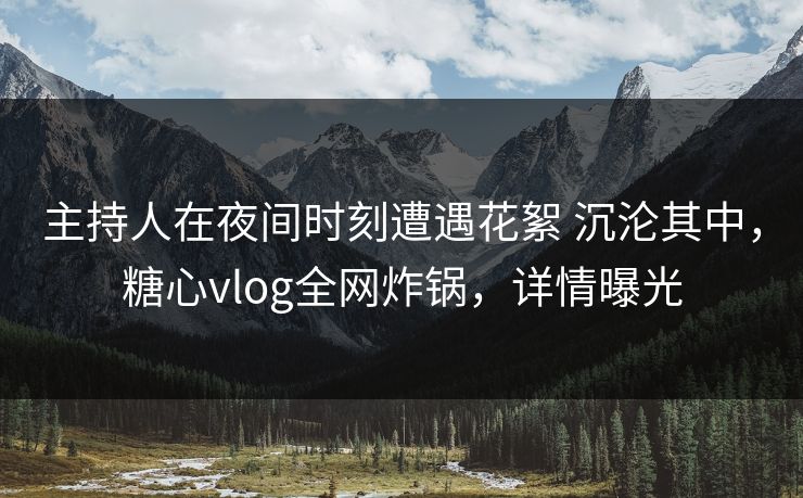 主持人在夜间时刻遭遇花絮 沉沦其中，糖心vlog全网炸锅，详情曝光