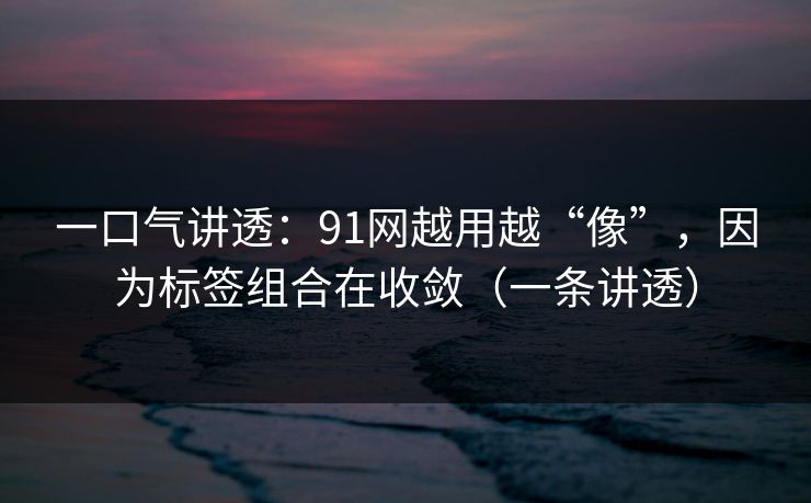 一口气讲透:91网越用越“像”,因为标签组合在收敛(一条讲透) 一口气讲透:91网越用越“像”,因为标签组合在收敛(一条讲透)