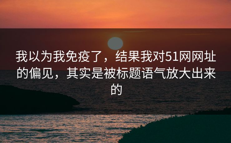 我以为我免疫了，结果我对51网网址的偏见，其实是被标题语气放大出来的